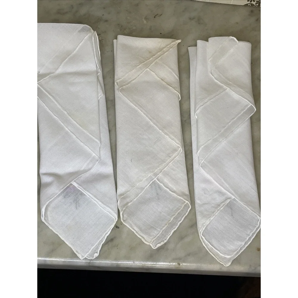 Two Sets European WWII Era Sweetheart Napkins | Embroidered Flowers Floral Linen